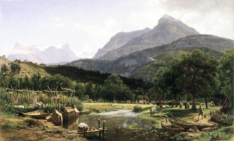 Worthington Whittredge View Near Brunnen on Lake Lucerne oil painting picture